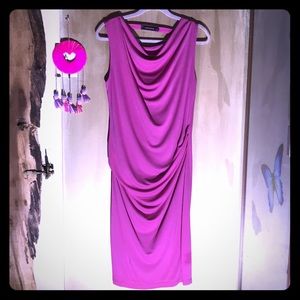 ROBERT RODRIGUEZ Hot Barbie Core Pink 90s Draped Sheath Dress S